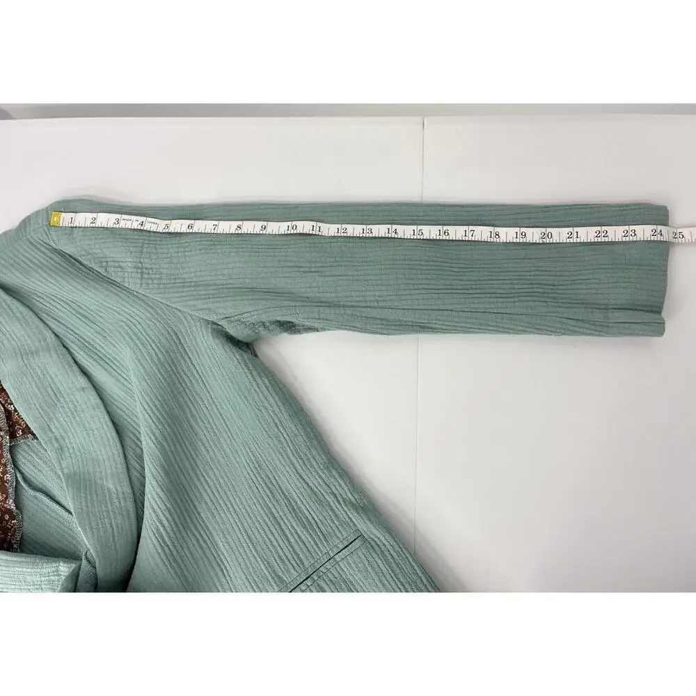 Ott Light Mint Green Ribbed Double Button Blazer with Floral Lining